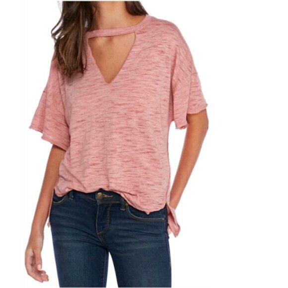 Free People Space Dye Pink Jordan Burnout Tee, XS - Picture 1 of 7